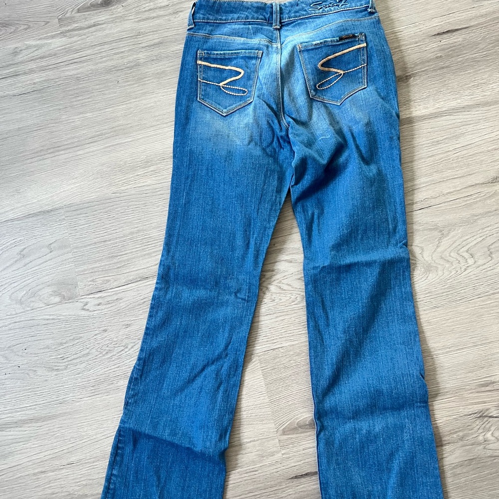 Seven7 Blue Flare Wide Leg Jeans